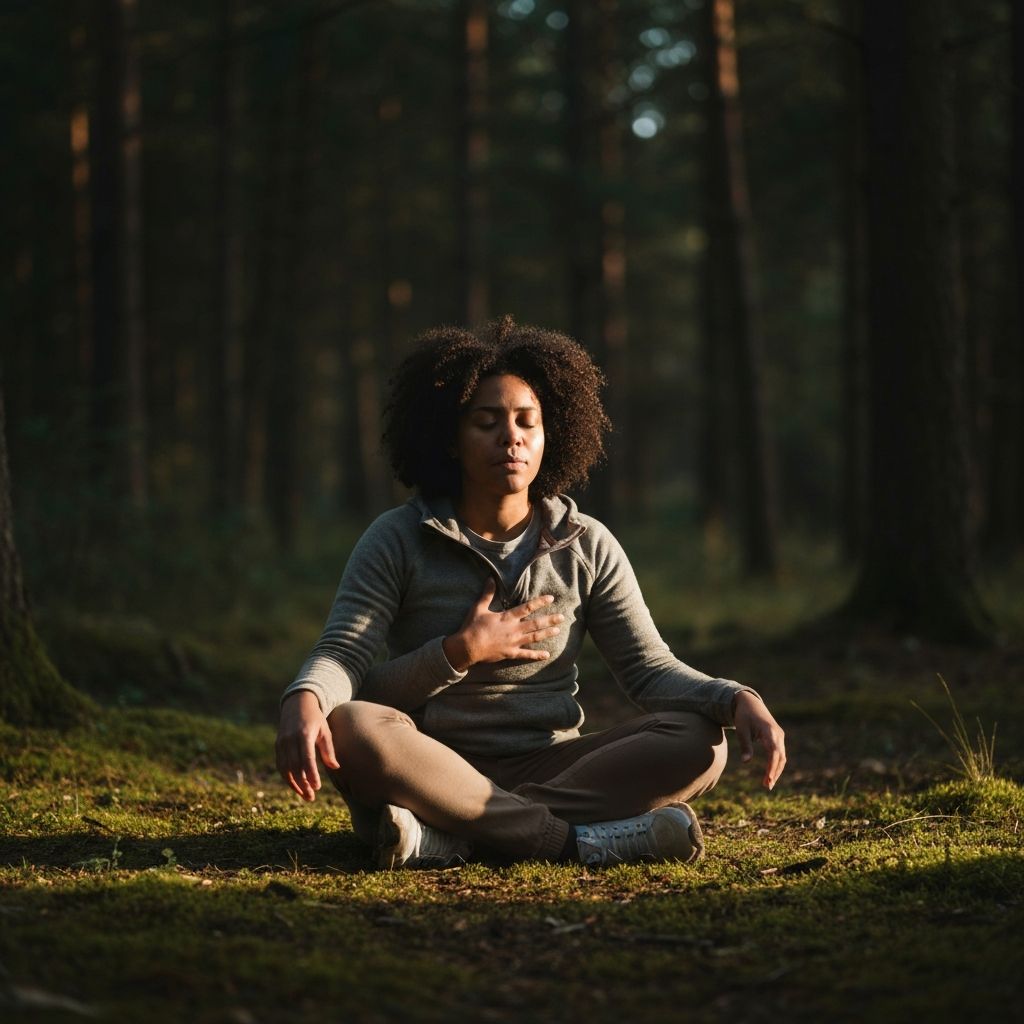 Особа која вежба дисање у природи